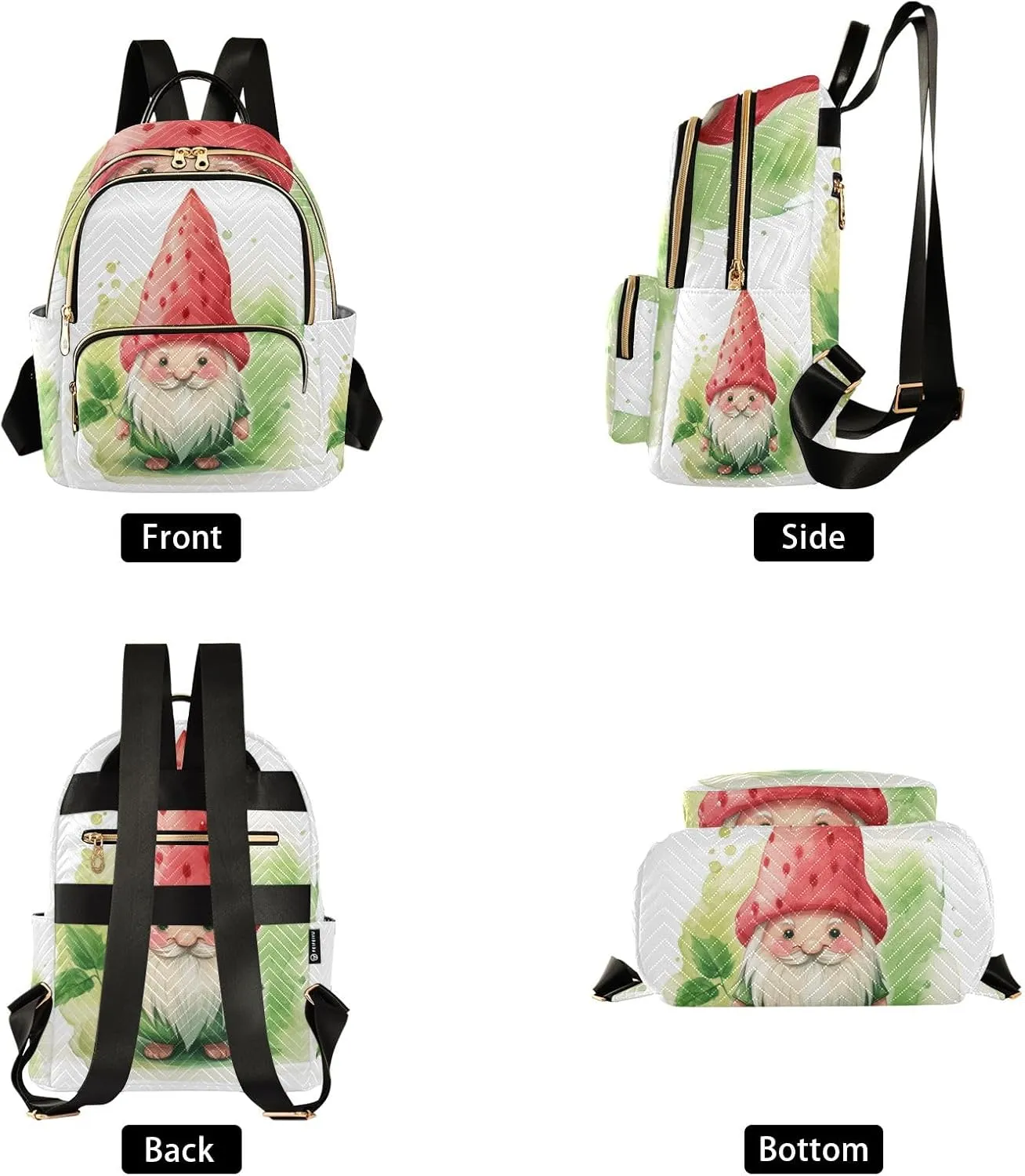 Small Backpack Purse for Women, Watercolor Dwarf Travel Bag Casual Daypack Shoulder Bag