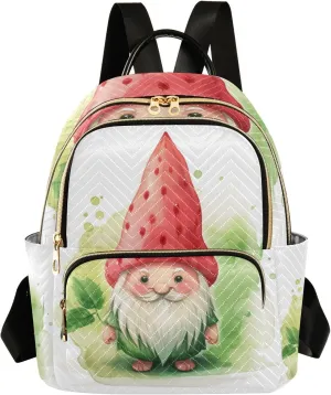 Small Backpack Purse for Women, Watercolor Dwarf Travel Bag Casual Daypack Shoulder Bag