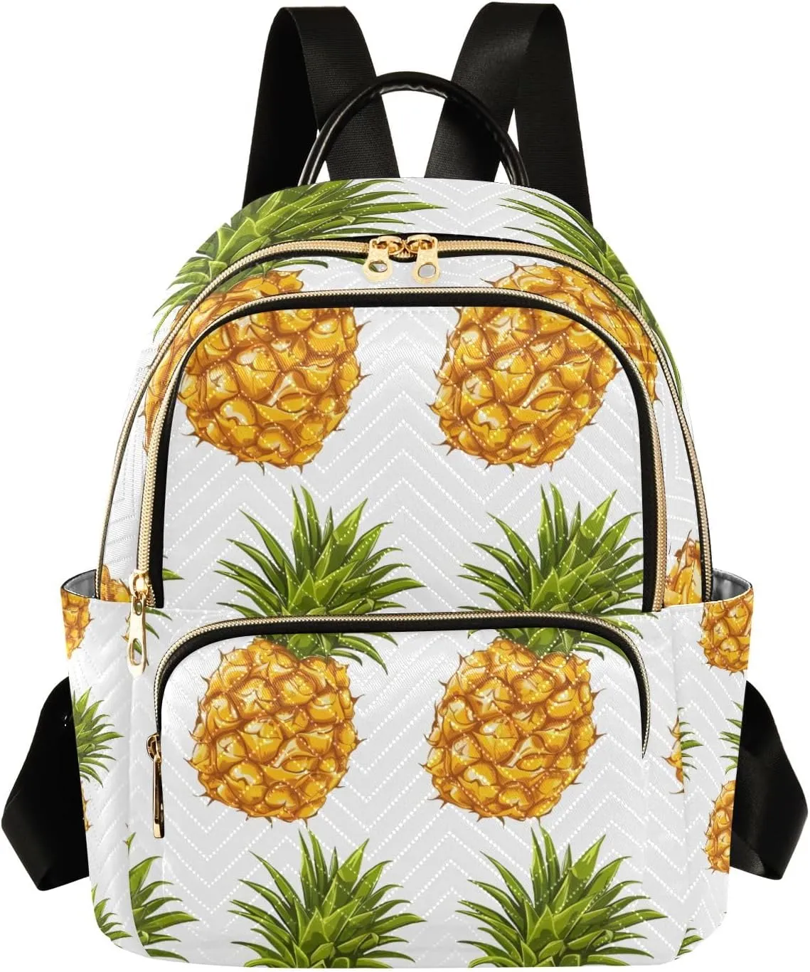 Small Backpack Purse for Women, with Pineapples on White Background Travel Bag Casual Daypack Shoulder Bag