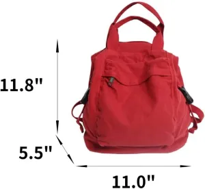 Small Boho Canvas Backpack for Women Vintage Style Outdoor Travel Bag Casual Daypack Grunge Aesthetic Hippie Y2K Backpack (Green,One Size)