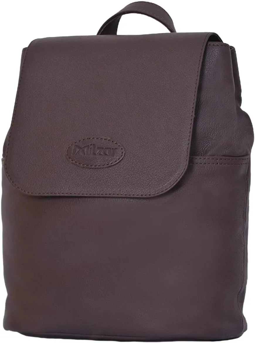 Small Leather Backpack Purse for Women & Men, Semi Veg Goat Skin, Stylish Leather Backpack Purse with Multiple Pockets (Brown)