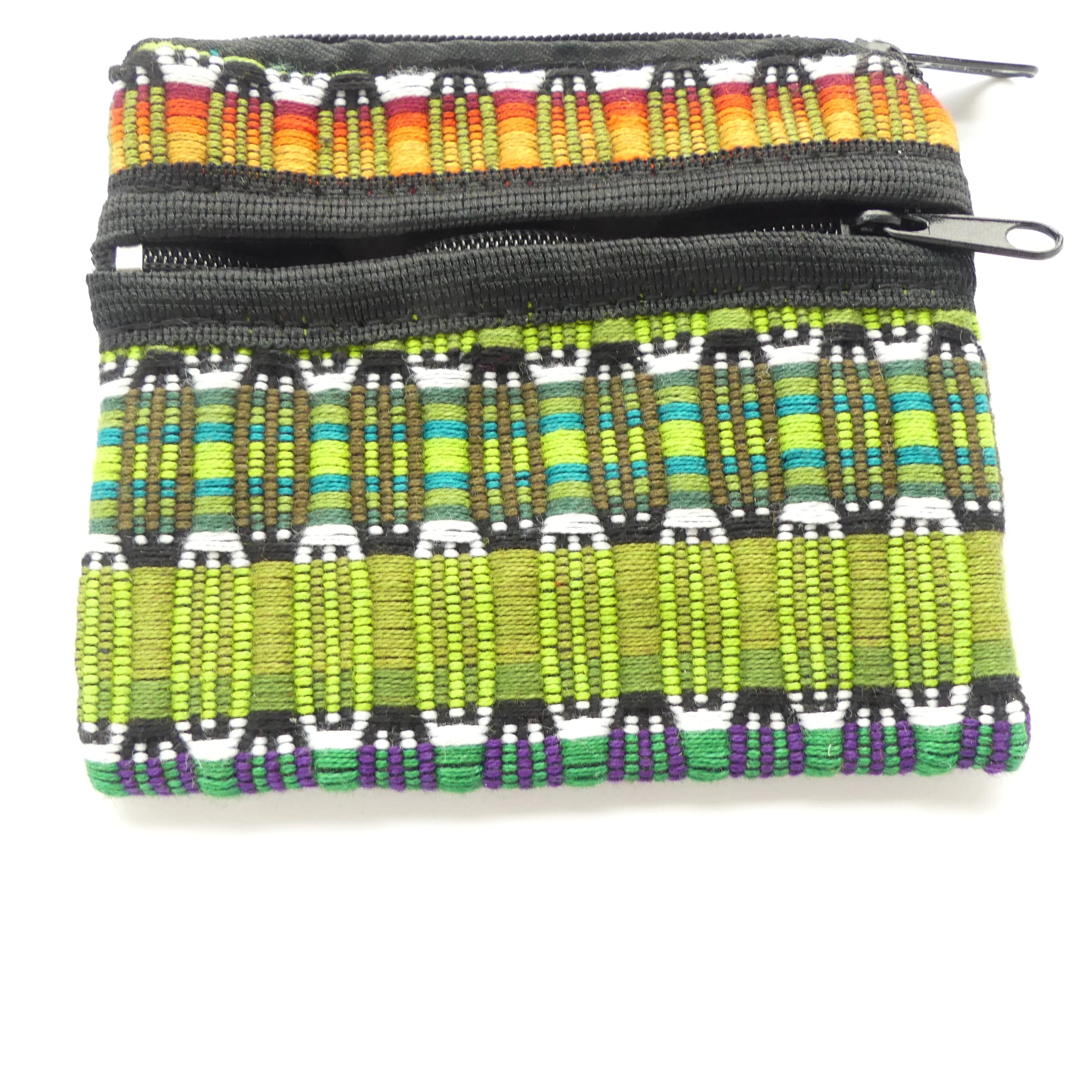Small Pouch, Multi-Color, 4x3.5 inches, 3 Zippered Compartments