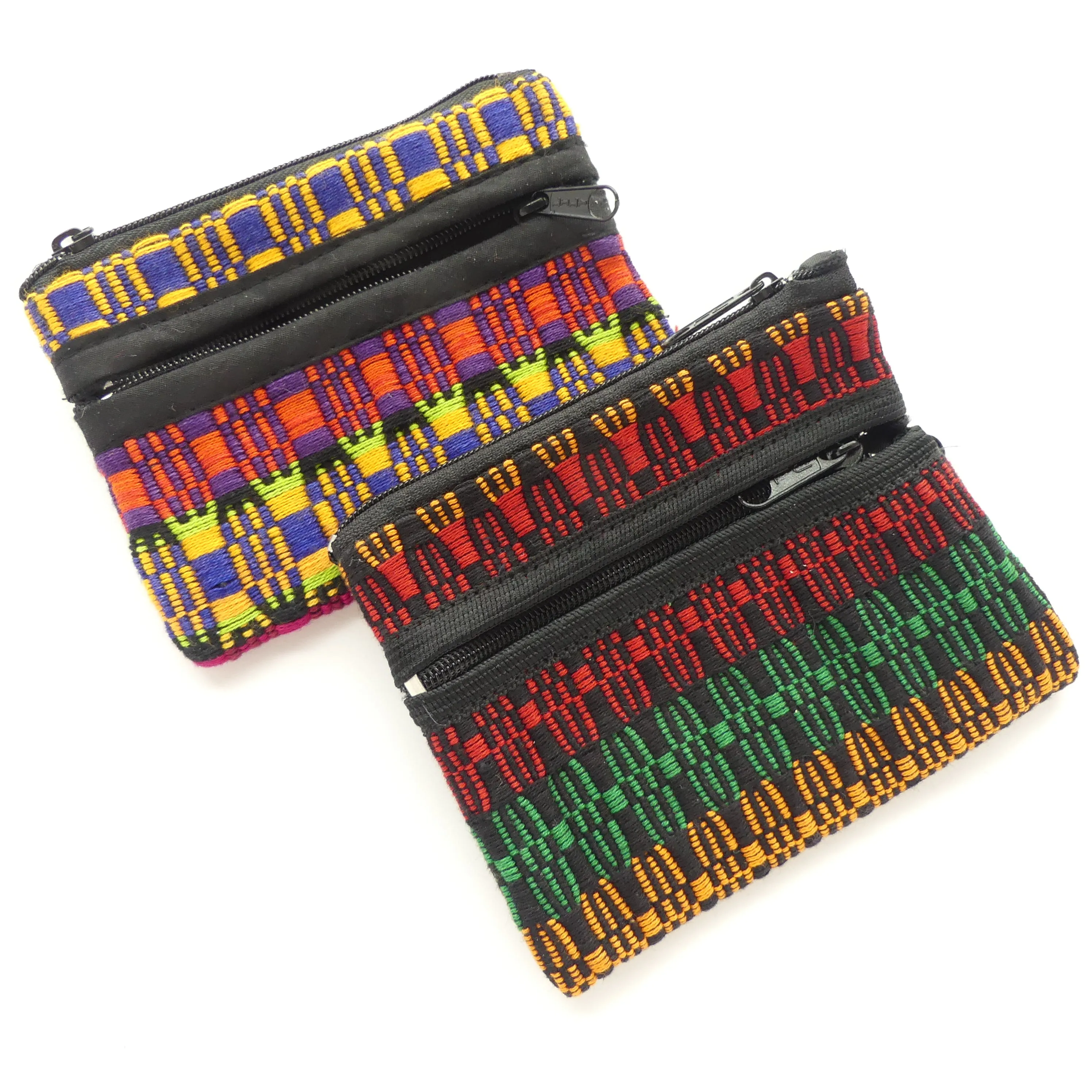 Small Pouch, Multi-Color, 4x3.5 inches, 3 Zippered Compartments