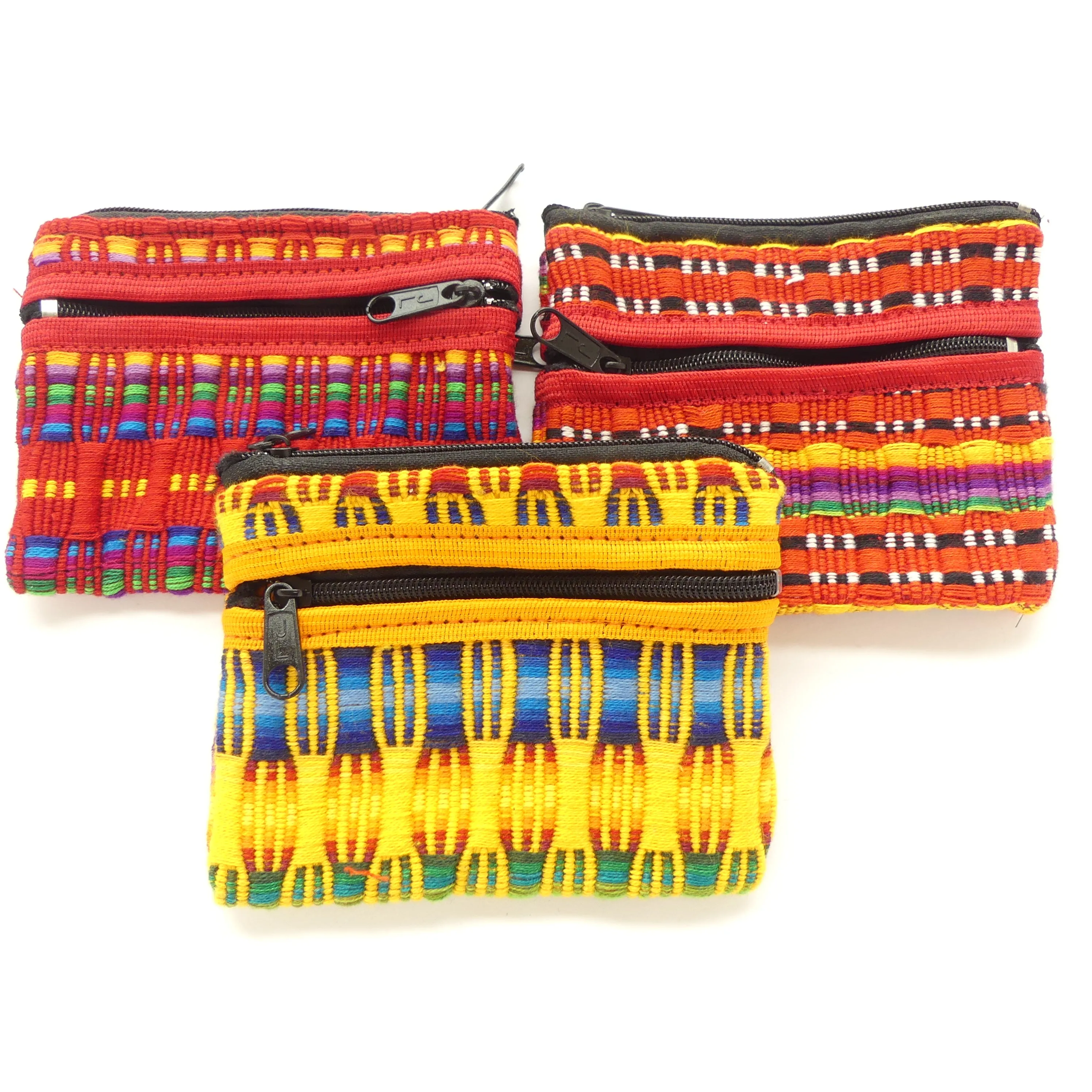 Small Pouch, Multi-Color, 4x3.5 inches, 3 Zippered Compartments