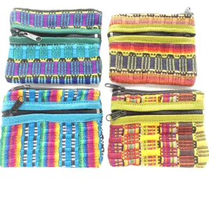 Small Pouch, Multi-Color, 4x3.5 inches, 3 Zippered Compartments