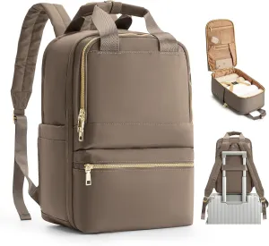 Small Travel Backpack For Women Travel Backpack Carry On Flight Approved Carry On Backpack Personal Item Travel Bag Laptop Teacher Backpack Work Backpack For Traveling On Airplane Brown