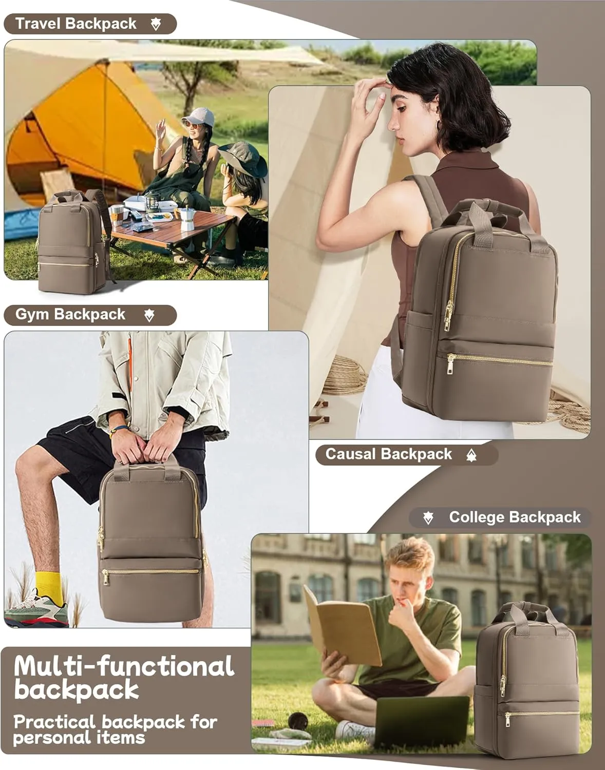 Small Travel Backpack For Women Travel Backpack Carry On Flight Approved Carry On Backpack Personal Item Travel Bag Laptop Teacher Backpack Work Backpack For Traveling On Airplane Brown