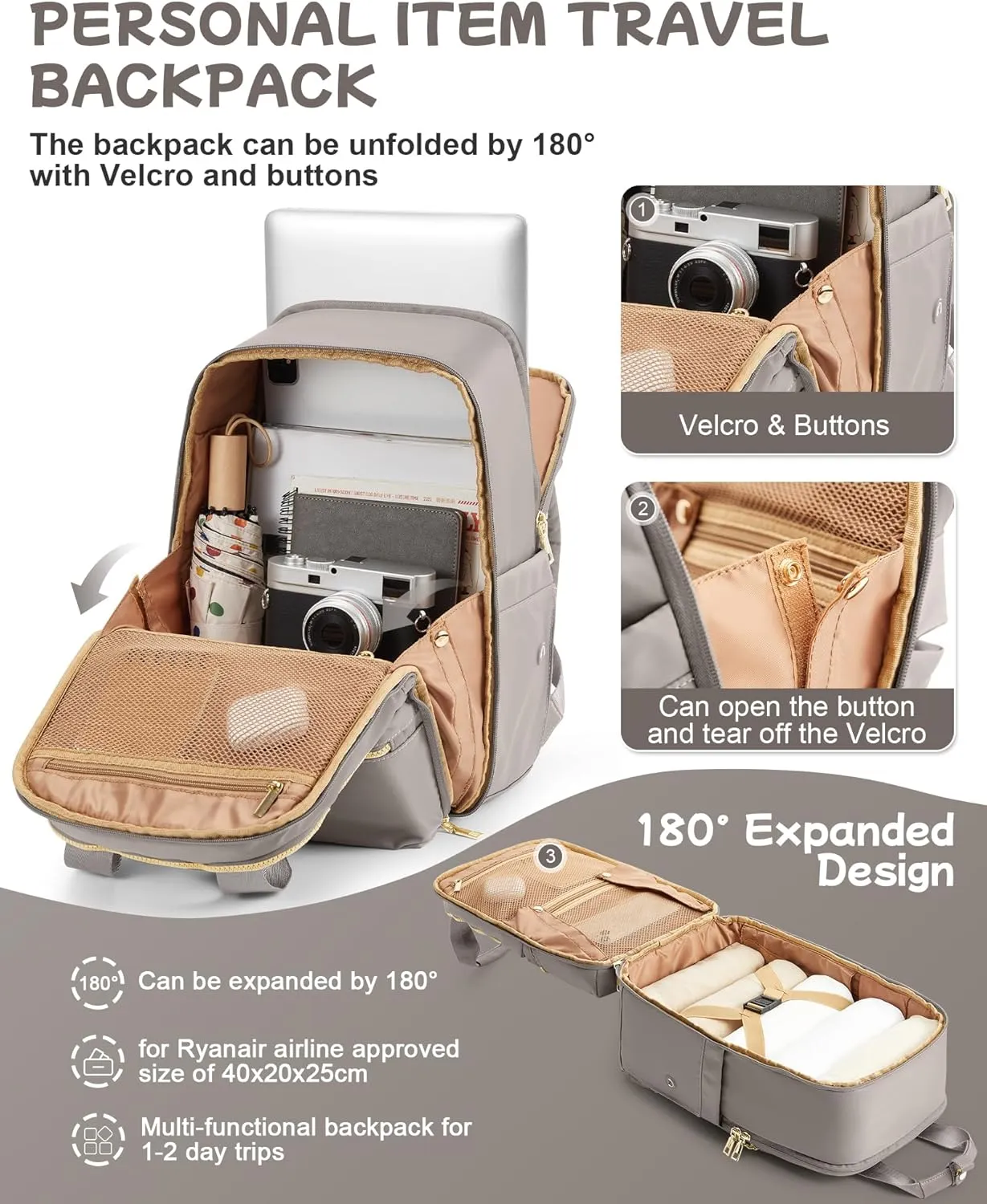 Small Travel Backpack For Women Travel Backpack Carry On Flight Approved Carry On Backpack Personal Item Travel Bag Laptop Teacher Backpack Work Backpack For Traveling On Airplane Khaki