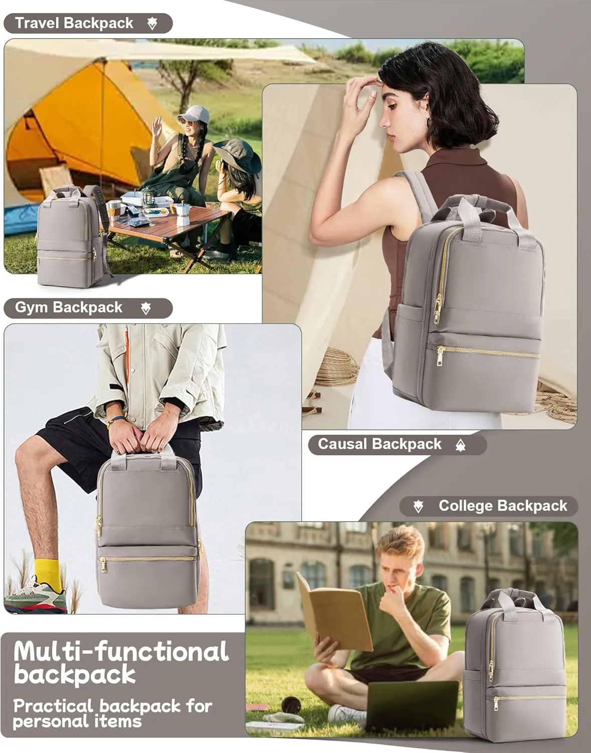 Small Travel Backpack For Women Travel Backpack Carry On Flight Approved Carry On Backpack Personal Item Travel Bag Laptop Teacher Backpack Work Backpack For Traveling On Airplane Khaki