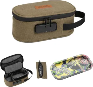 Smell Proof Bag with Combination, Smell Proof Containers with Lock, Smell Proof Stash Bag for Storage and Travel, 8.7"×5.6"×3.8" Stash Bag with Metal Tray and Mini Foil Pocket