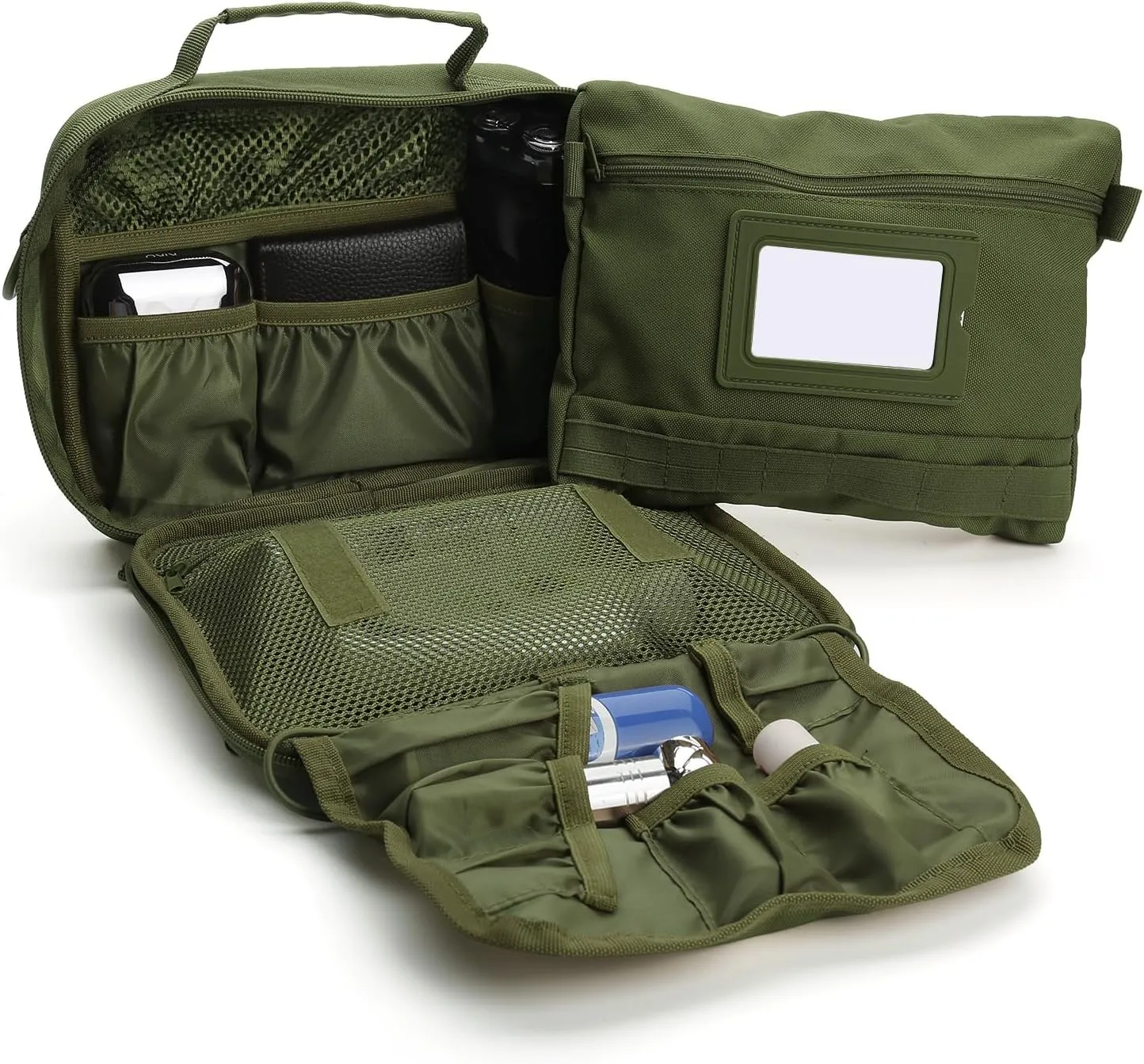 SMONT Tactical Toiletry Bag for Men, 9.5" Hanging Dopp Kit Shaving Hygiene Bag for Traveling Bathroom