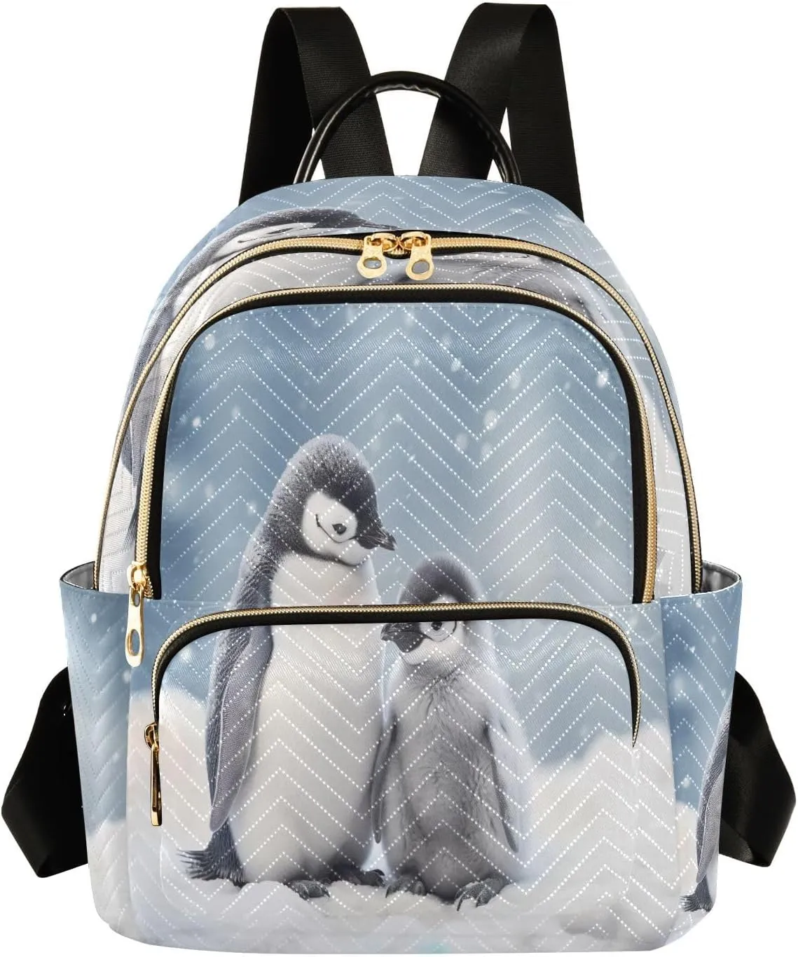 Snow Cute Penguins Backpack Purse for Women Fashion Small Mini Daypack Purse for Lady Anti-theft Shoulder Bag for Lady Women