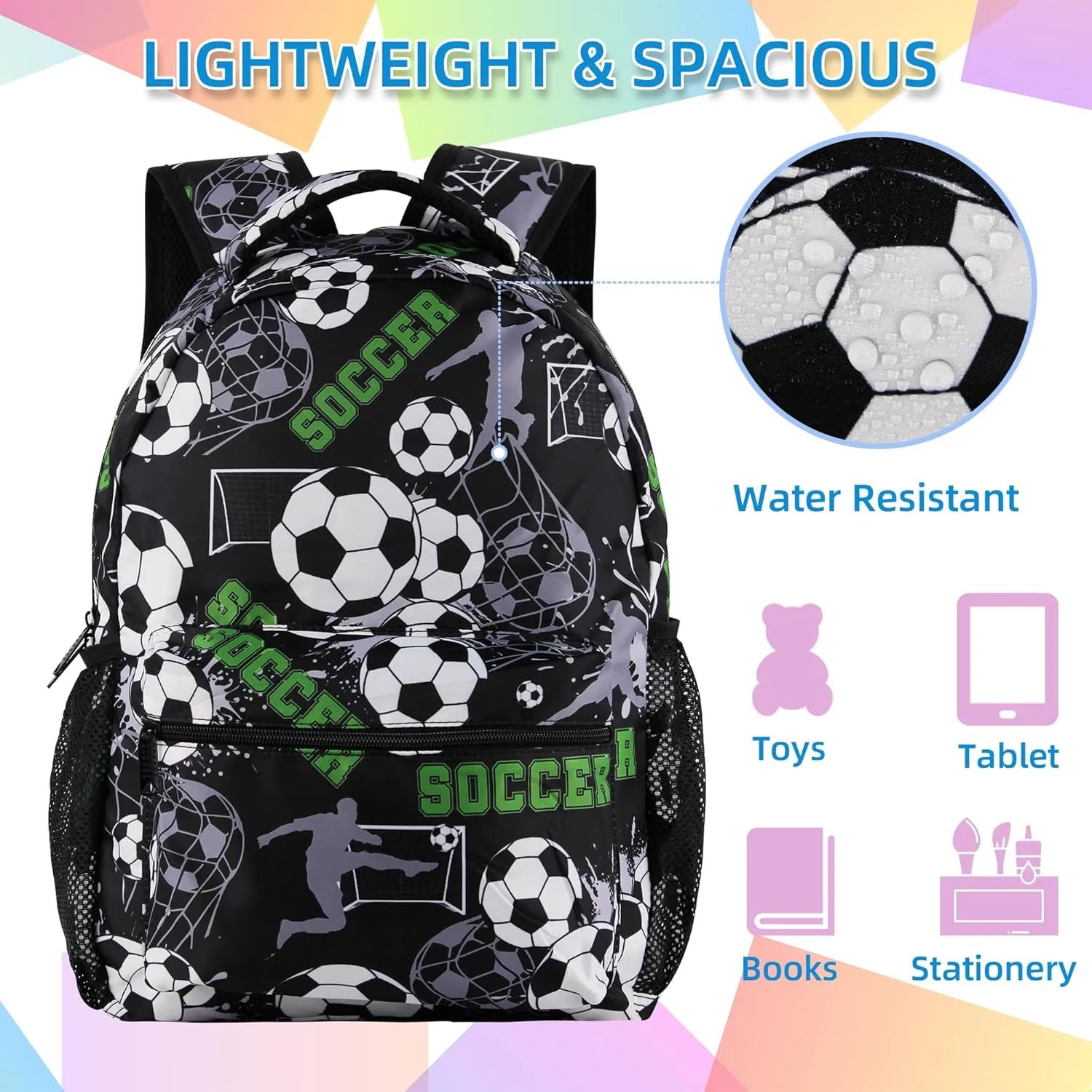Soccer Backpack with Lunch Box Lightweight Casual Travel Soccer Backpack 17 inch