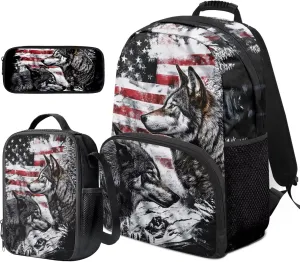 Soccer Kids Backpack and Lunch Box Set Boys,Little Boys Bookbag Age 6-8 Preschool Middle School Bag Set for Toddler Big Boy Cool Football Pencil Box for Back to School Gifts