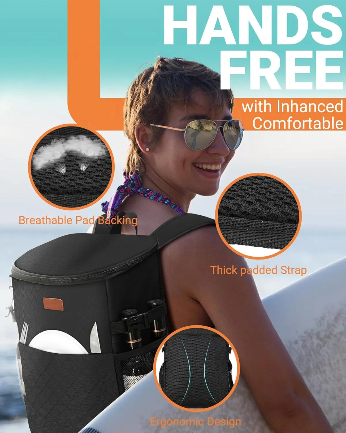 Soft Cooler Backpack 30 Cans/45 Cans, Backpack Coolers Insulated Leak Proof Thermal Lunch Backpack for Men Work Small Cooler Bag Beach Travel Picnic Drink Beverage Beer
