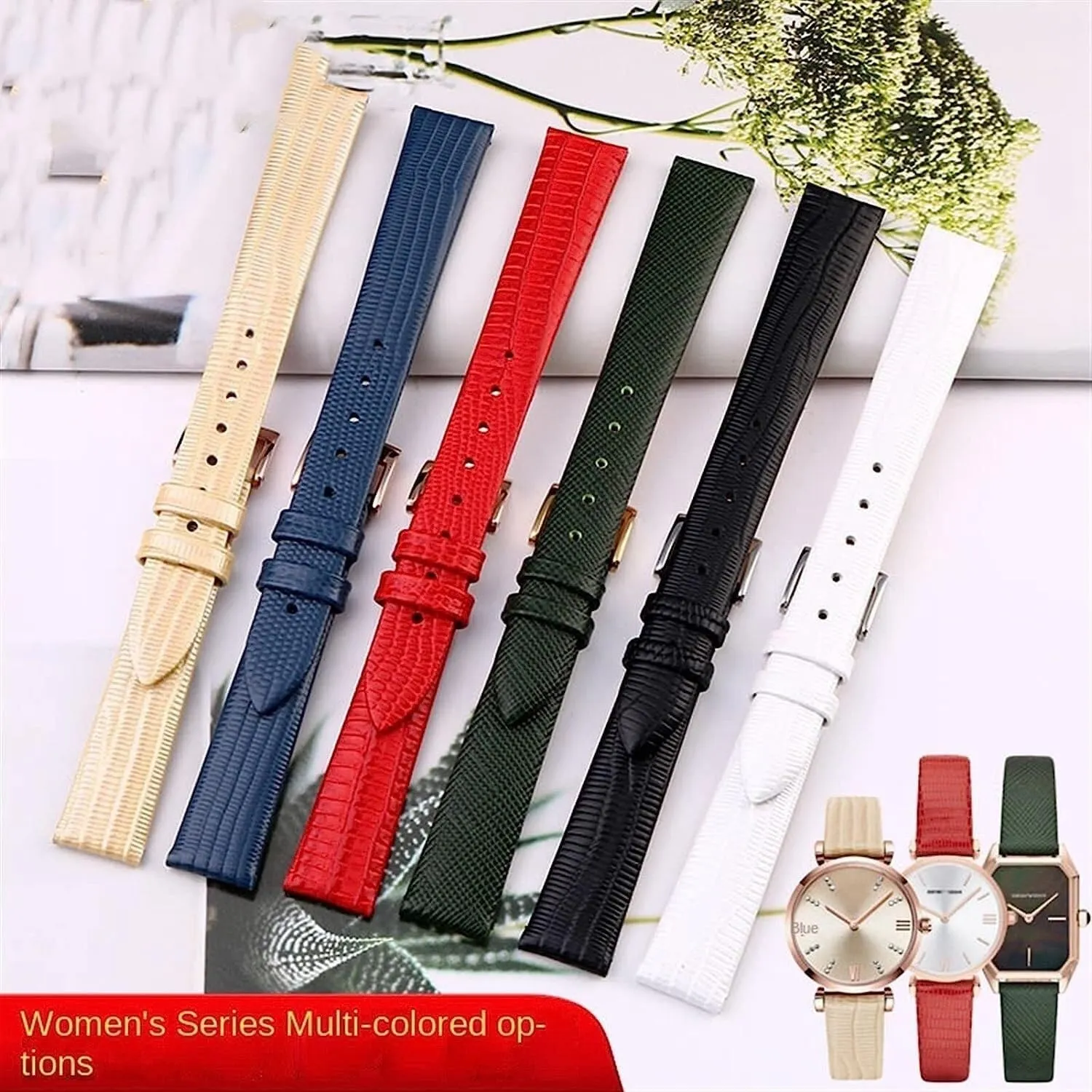 Soft Genuine Leather watch strap For Armani AR1681 1683 1882 1926 1726 Thin Women Wristband Watch replacement accessories