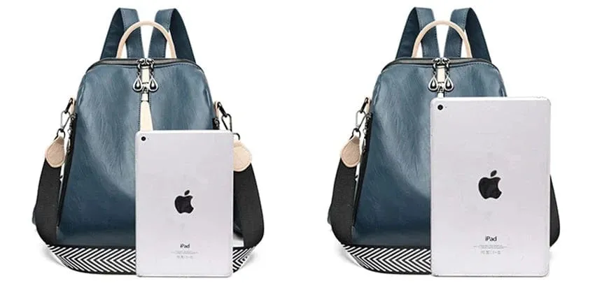 Soft Leather Fashion Backpack for Women Eye-Catching Large Capacity Travel Rucksack Shoulder Bag Ladies Bookbag