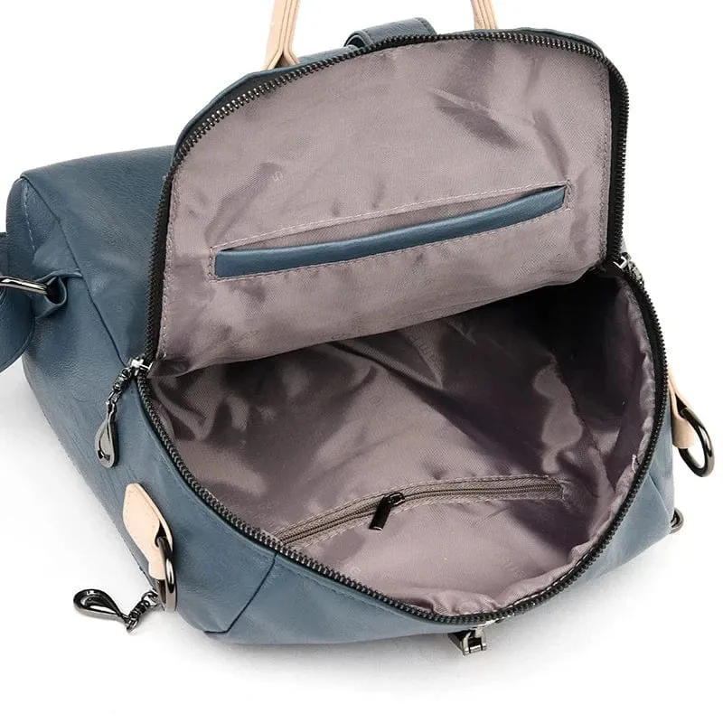 Soft Leather Fashion Backpack for Women Eye-Catching Large Capacity Travel Rucksack Shoulder Bag Ladies Bookbag