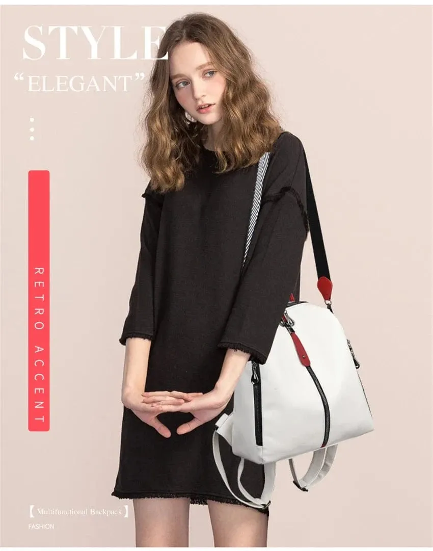 Soft Leather Fashion Backpack for Women Eye-Catching Large Capacity Travel Rucksack Shoulder Bag Ladies Bookbag