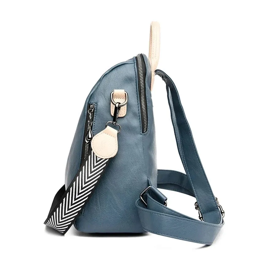 Soft Leather Fashion Backpack for Women Eye-Catching Large Capacity Travel Rucksack Shoulder Bag Ladies Bookbag