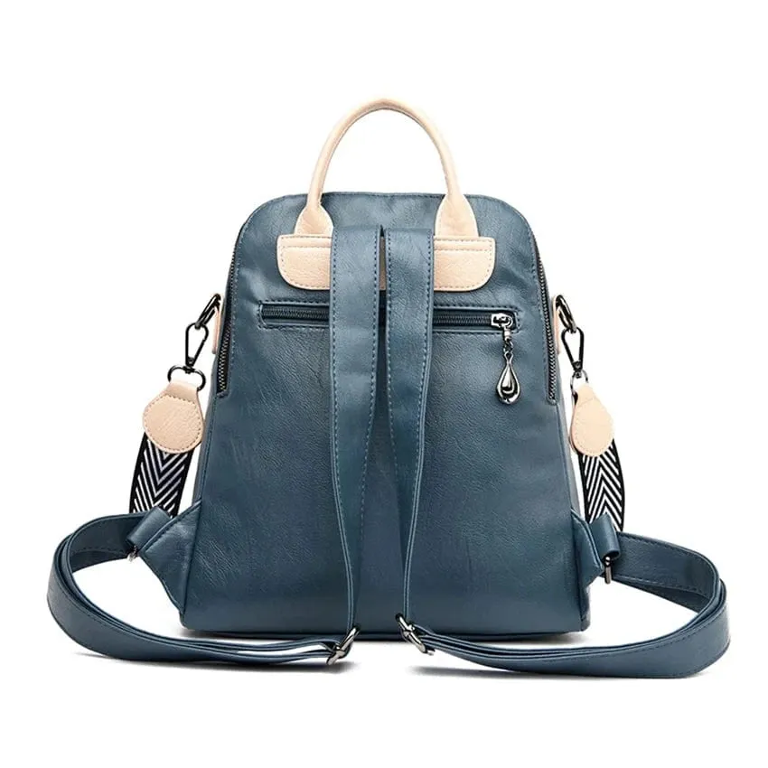 Soft Leather Fashion Backpack for Women Eye-Catching Large Capacity Travel Rucksack Shoulder Bag Ladies Bookbag