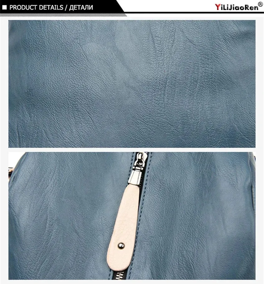 Soft Leather Fashion Backpack for Women Eye-Catching Large Capacity Travel Rucksack Shoulder Bag Ladies Bookbag