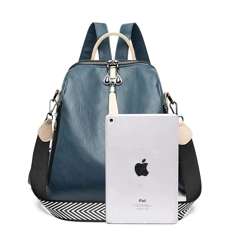 Soft Leather Fashion Backpack for Women Eye-Catching Large Capacity Travel Rucksack Shoulder Bag Ladies Bookbag