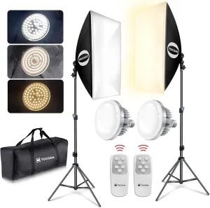 Softbox Photography Lighting Kit, 27 x 20 inches Photo Studio Equipment & Continuous Lighting System with LED Bulbs Professional Studio Lighting, Live Streaming, YouTube (3color Mode)