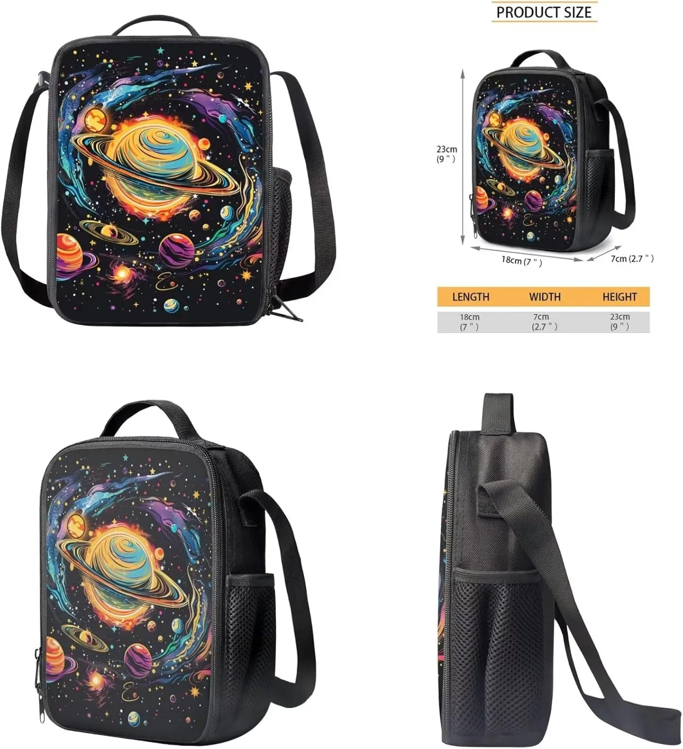 Solar System Backpack for Boys Girls 3PCS Backpack Set with Lunch Bag Pencil Case Cool Galaxy Bookbags for Children Teens Lightweight 12 Inch Backpack 3 in 1 Set for School Travel