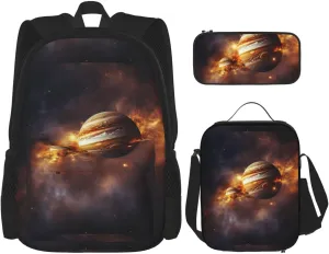 Solar System Jupiter Saturn Three piece backpack set, multifunctional backpack, fashionable casual backpack combination