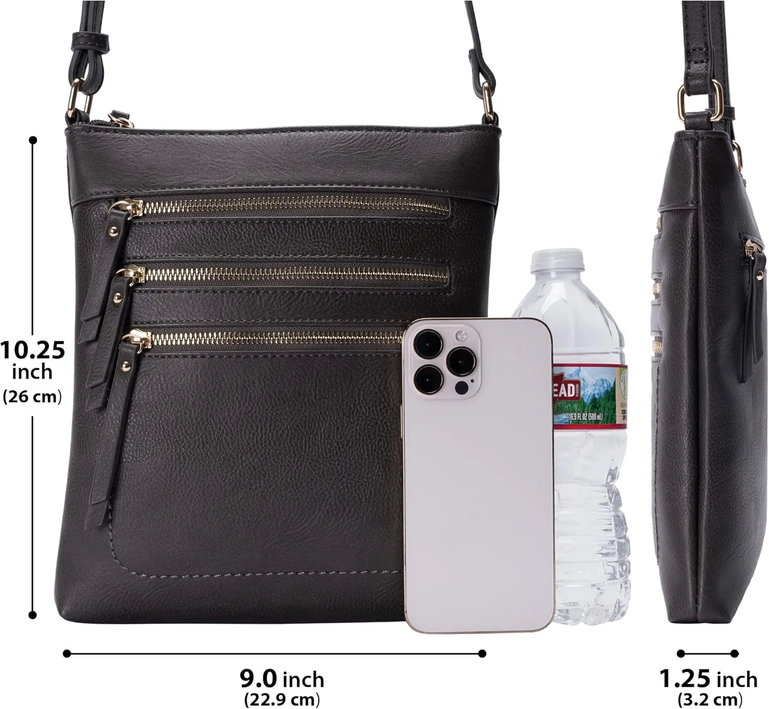 Solene Crossbody Bag Functional Multi Pocket Messenger Purse Top Zip Closure Shoulder Handbag With Adjustable Strap
