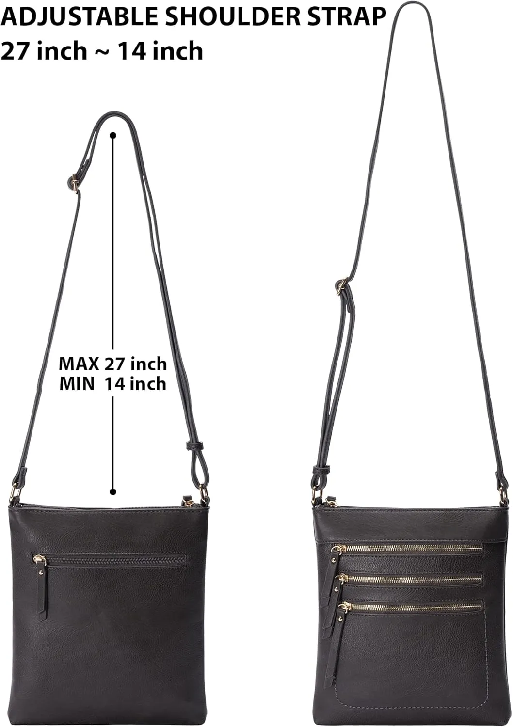 Solene Crossbody Bag Functional Multi Pocket Messenger Purse Top Zip Closure Shoulder Handbag With Adjustable Strap
