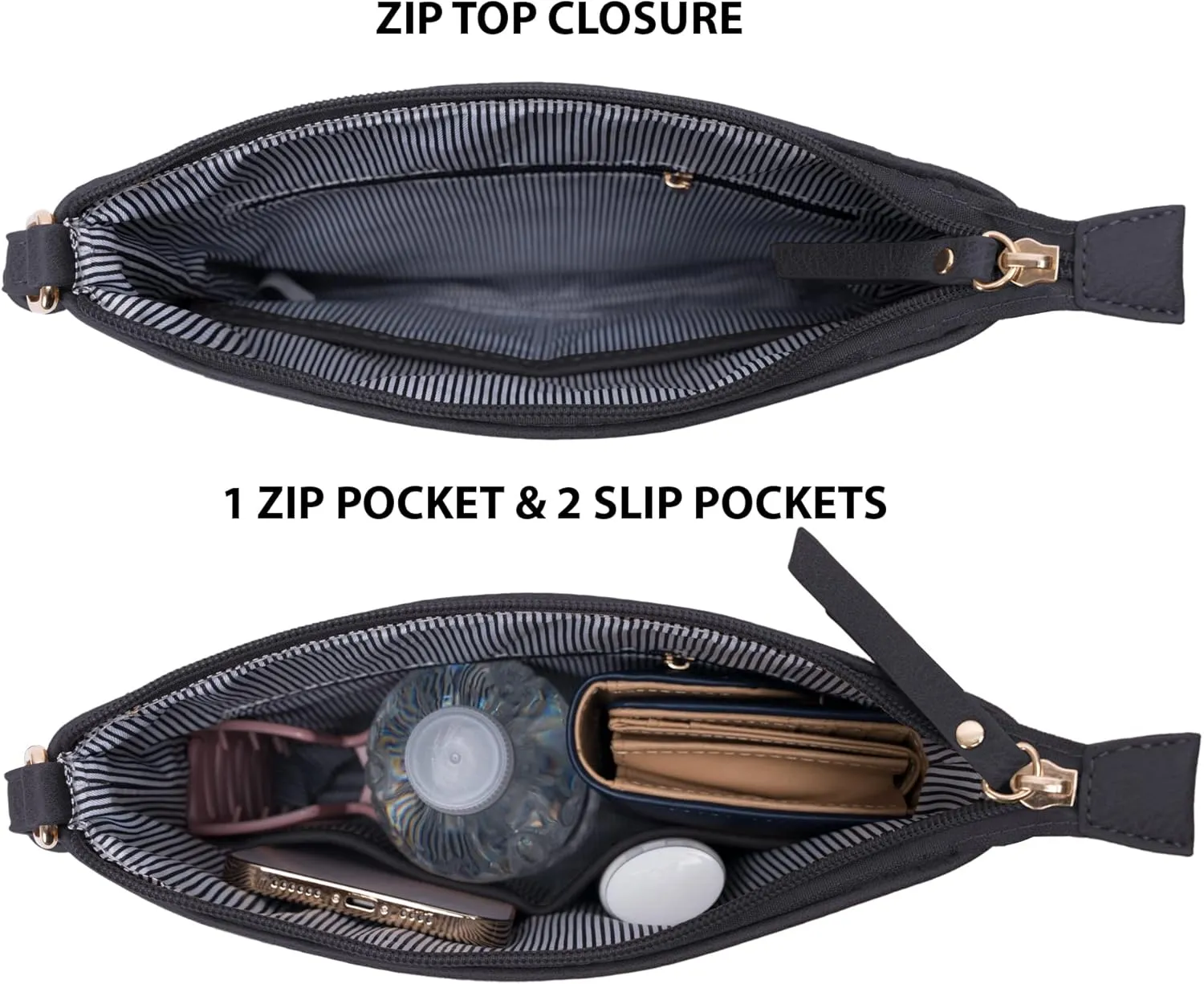 Solene Crossbody Bag Functional Multi Pocket Messenger Purse Top Zip Closure Shoulder Handbag With Adjustable Strap