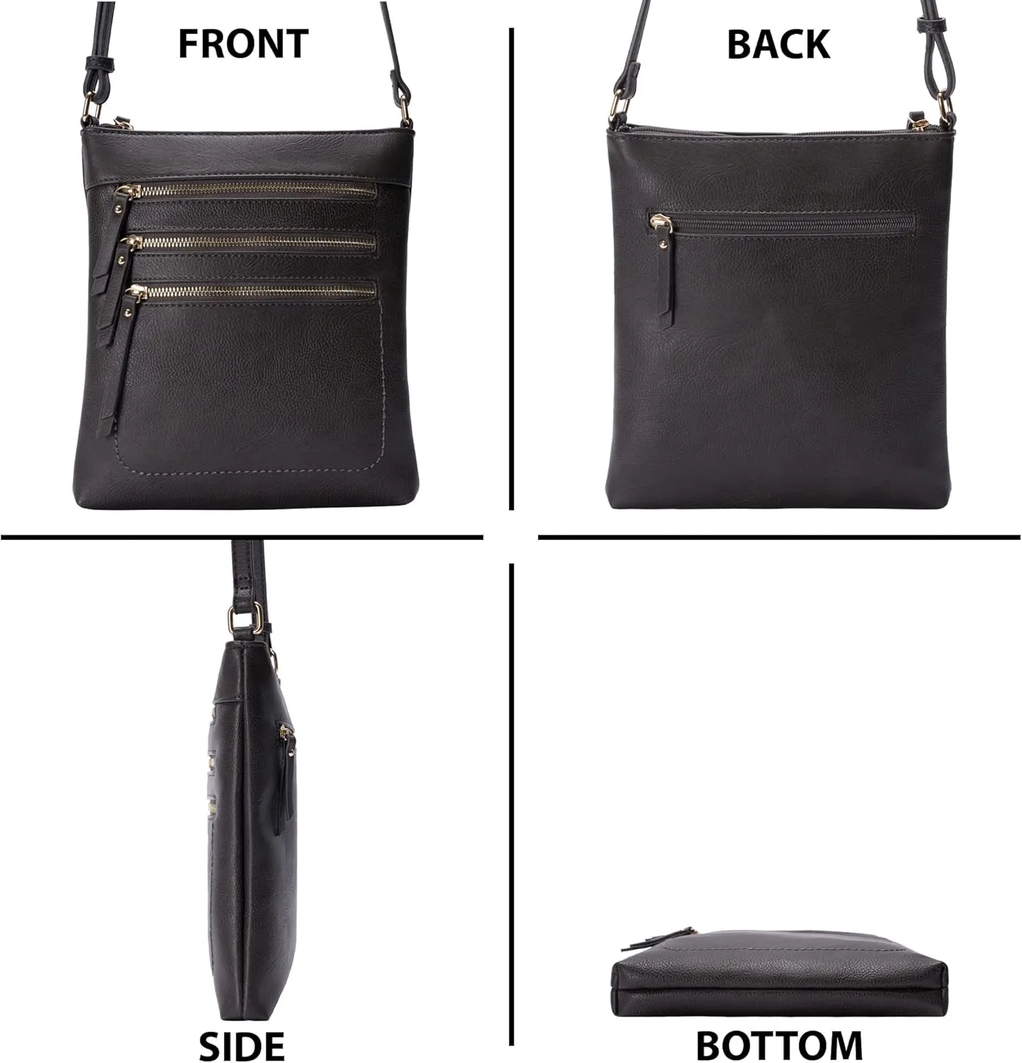 Solene Crossbody Bag Functional Multi Pocket Messenger Purse Top Zip Closure Shoulder Handbag With Adjustable Strap