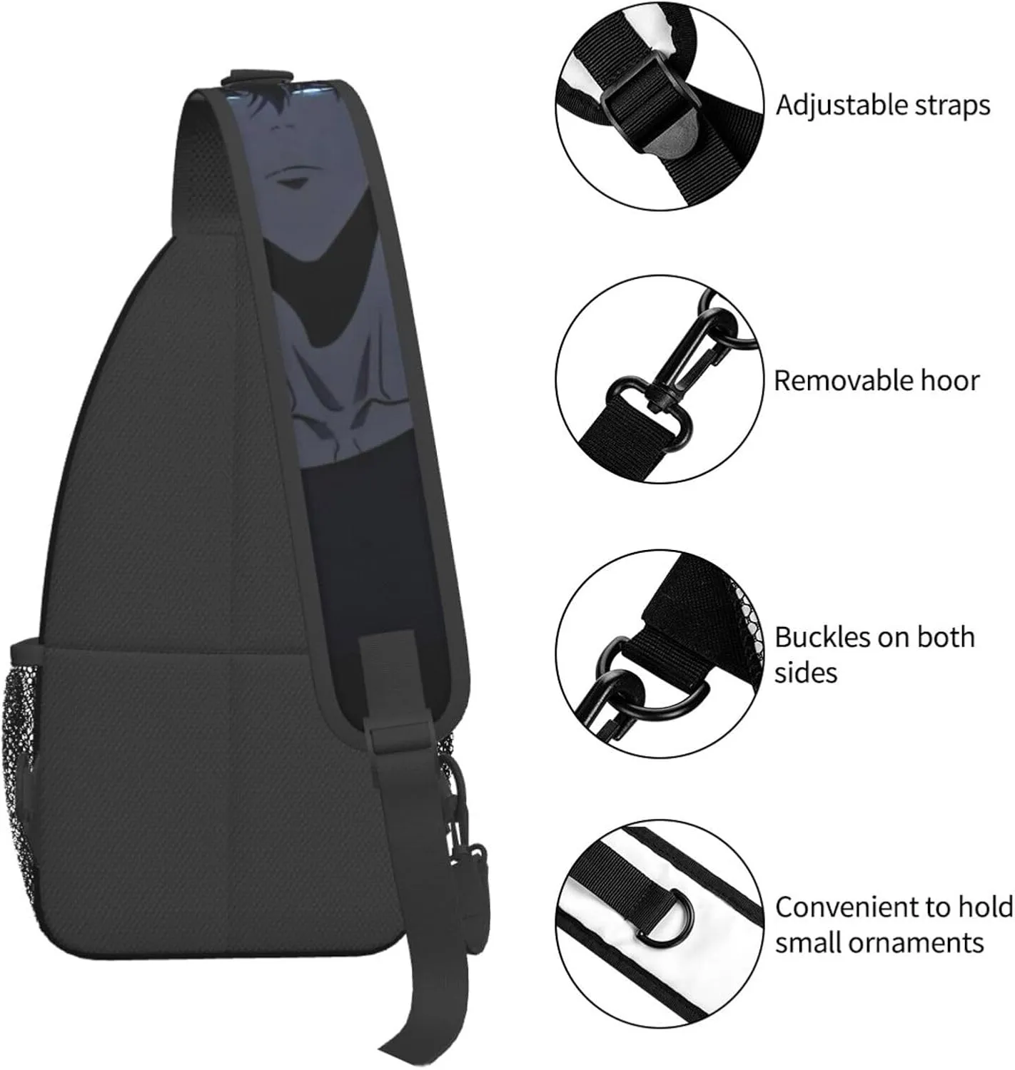 Solo Manga Leveling Crossbody Sling Backpack Sling Bag Multipurpose Travel Hiking Chest Bag Daypack for Women Men