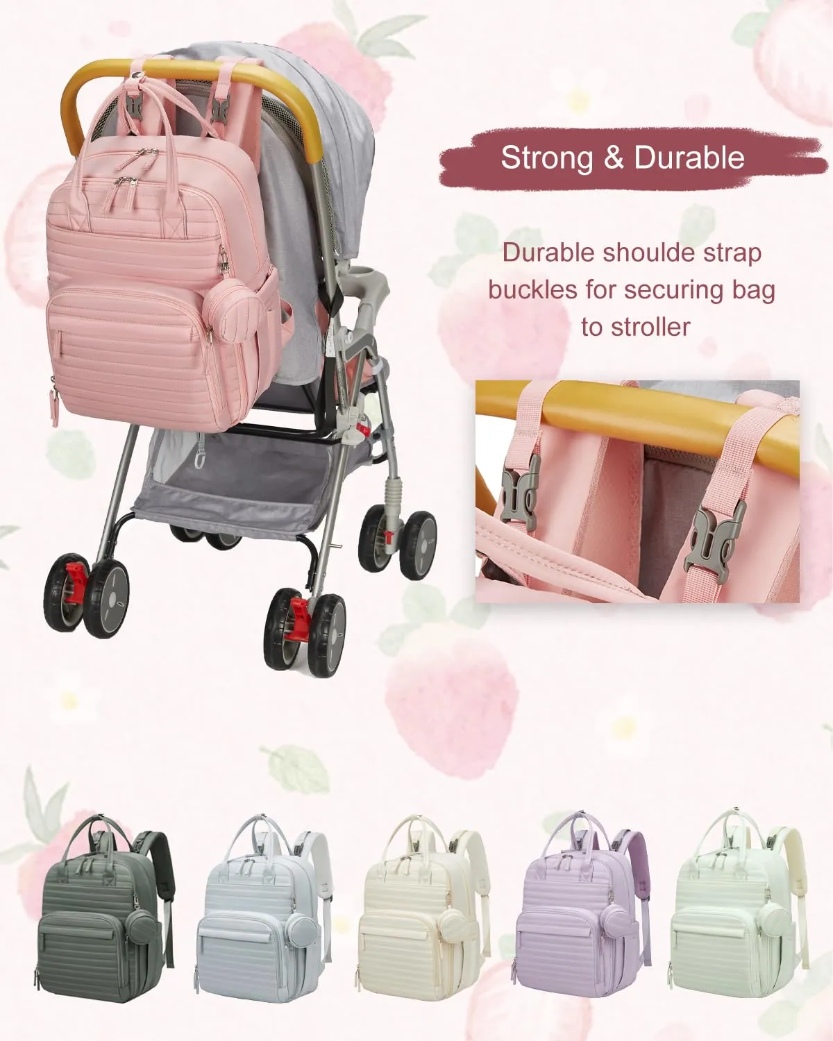 Somago Baby Diaper Backpack Multifunction Travel Essentials Baby Bag backpack for Baby Boys Girls with Changing pad Stroller Straps Pacifier Case Insulated Pockets (Pink)