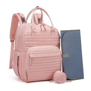 Somago Baby Diaper Backpack Multifunction Travel Essentials Baby Bag backpack for Baby Boys Girls with Changing pad Stroller Straps Pacifier Case Insulated Pockets (Pink)