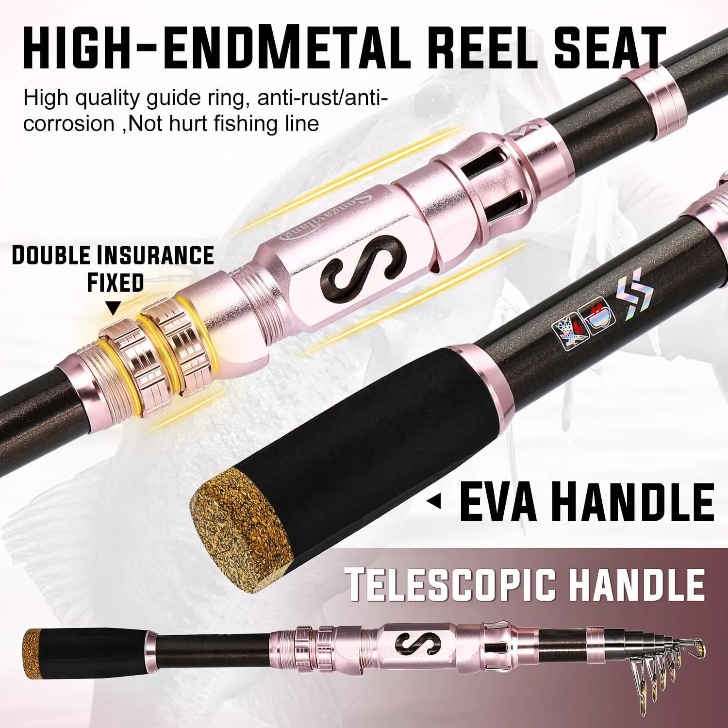 Sougayilang Portable Telescopic Fishing Rod with Carbon Fiber Material and Precision Carved Reel Seat - Suitable for Saltwater and Freshwater Fishing