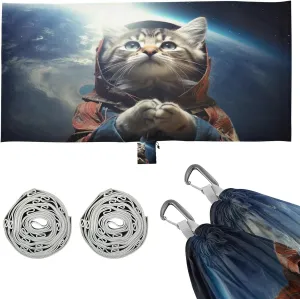 Space Cat Camping Hammock, Single Portable Hammocks with Tree Straps & Attached Carry Bag, 330Lbs Capacity Perfect for Outside Indoor Hiking Beach Backpack Travel