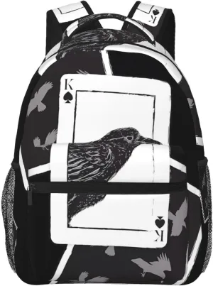 Spades Six Crows Backpack Casual Pack Bag Laptop Backpack With Side Pocket Front Zipper Pocket Bookpack Travel Daypack Picnic Rucksack