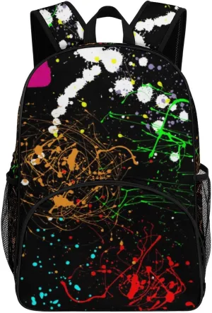 Splatter Neon Paint Backpack for Worker Teacher Business Hiking Travel Bag Shoulders Bag