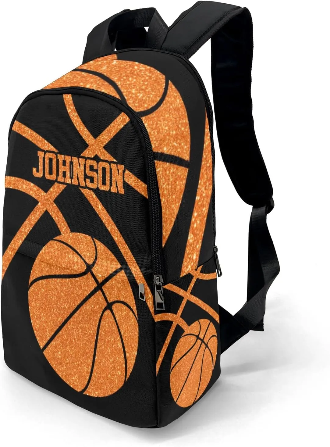 Sport Basketball Orange Personalized Backpack for Teen Custom Travel Backpack for Boys Girs Bookbag Casual Bag Name Gift, Design 12, EU5566SS