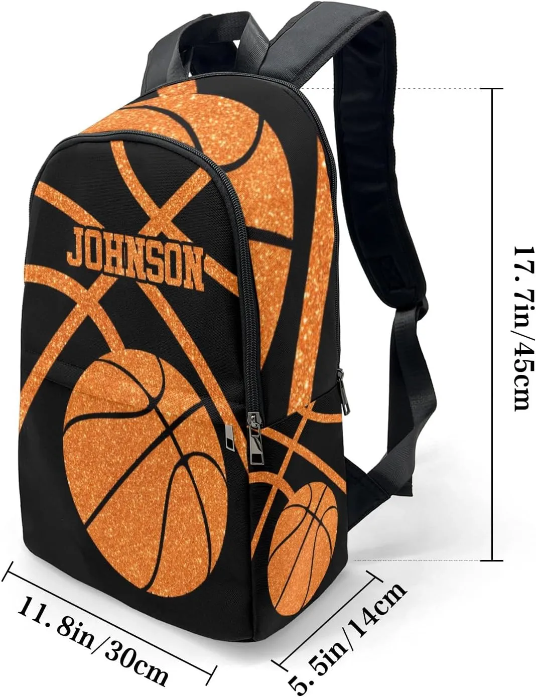 Sport Basketball Orange Personalized Backpack for Teen Custom Travel Backpack for Boys Girs Bookbag Casual Bag Name Gift, Design 12, EU5566SS