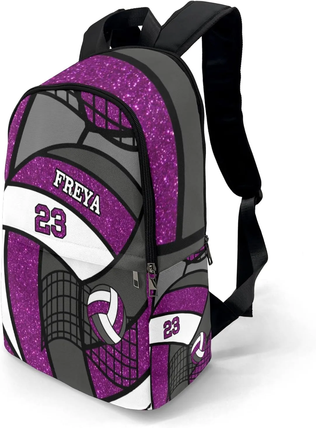Sport Volleyball Glitter Grape Personalized Backpack for Teen Custom Travel Backpack for Boys Girs Bookbag Casual Bag Name Gift, Design 10, EU5566SS