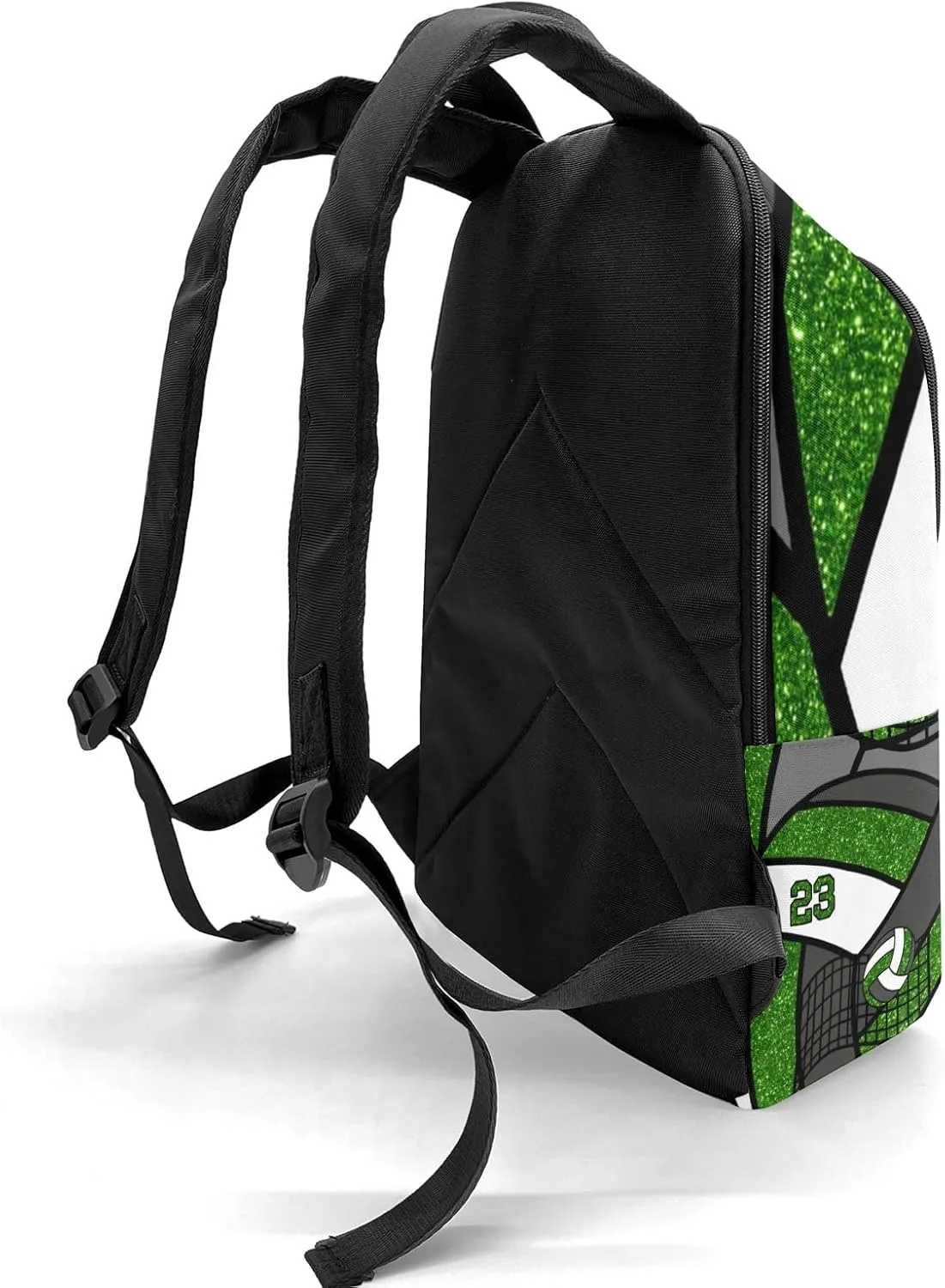Sport Volleyball Glitter Green Personalized Backpack for Teen Custom Travel Backpack for Boys Girs Bookbag Casual Bag Name Gift