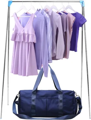 Sports Gym Bag Dance Bag Carry On Weekender Bag for Girls Teen Women, Waterproof Travel Duffle bag with Wet Pocket and Shoe Compartment (Bag   Enhanced Garment Rack, Blue)