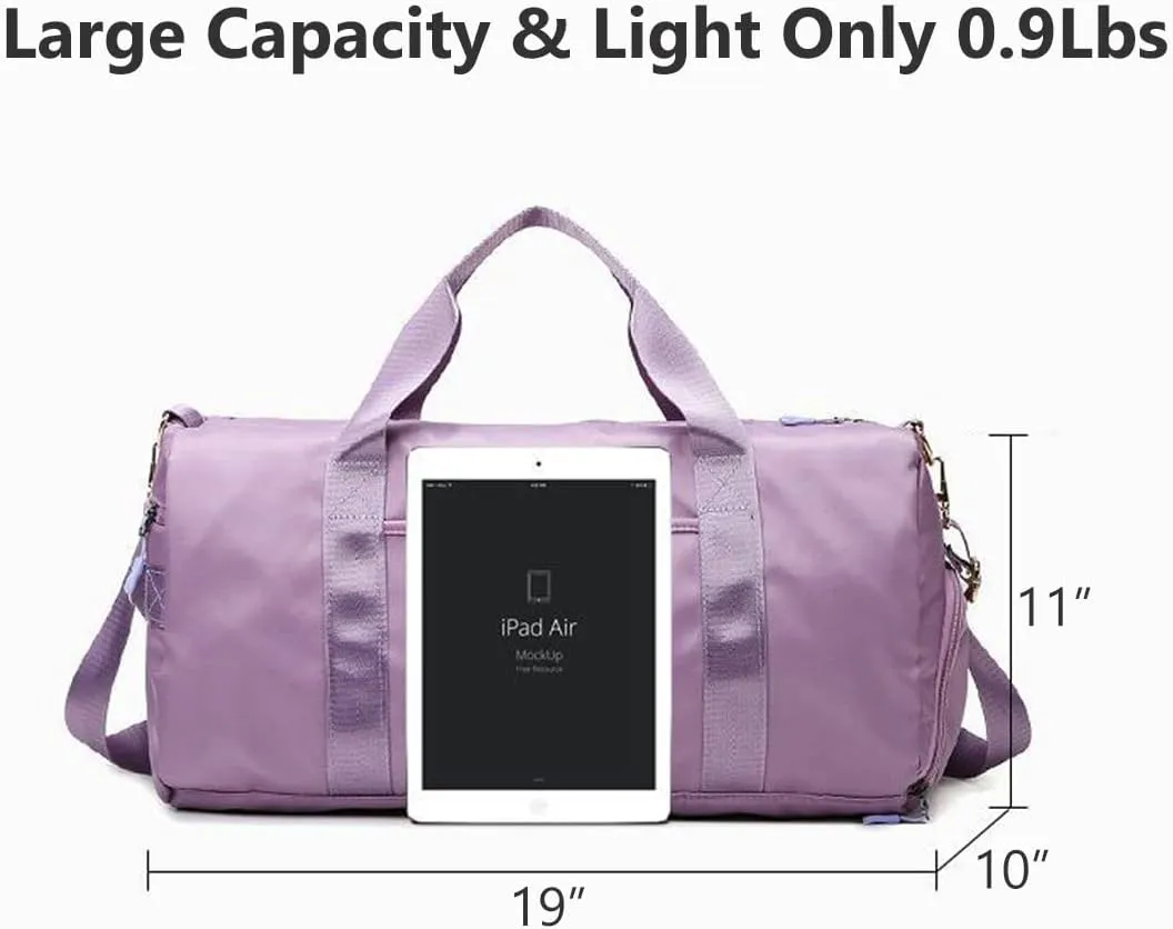 Sports Gym Bag Dance Bag Carry On Weekender Bag for Girls Teen Women, Waterproof Travel Duffle bag with Wet Pocket and Shoe Compartment (Bag Only, Black)