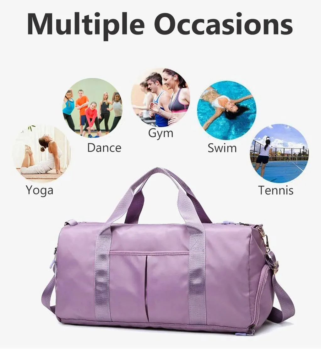 Sports Gym Bag Dance Bag Carry On Weekender Bag for Girls Teen Women, Waterproof Travel Duffle bag with Wet Pocket and Shoe Compartment (Bag Only, Black)