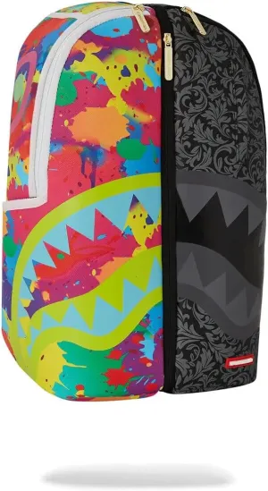 Sprayground Chaos Split IN 2 Unisex Backpack, Multicolor Faux Leather, Adjustable Strap