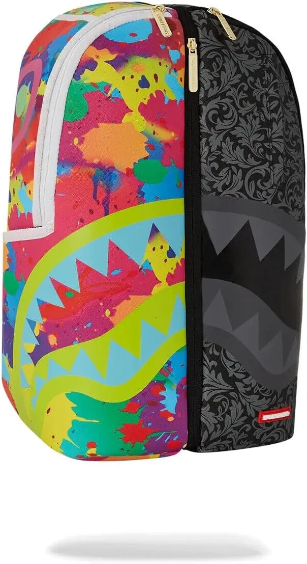 Sprayground Chaos Split IN 2 Unisex Backpack, Multicolor Faux Leather, Adjustable Strap